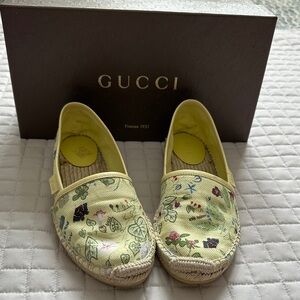 Gucci Yellow Floral Espadrilles